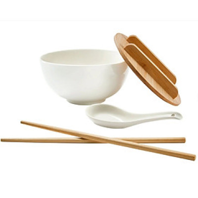 Sét bát ăn Mỳ Phở ERNESTO, nắp tre, 4 món Hàng chính hãng