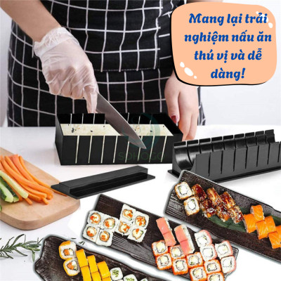Bộ Dụng Cụ Làm Sushi 11 Món – Kèm Dao, Dễ Dùng Tại Nhà-•  Bộ Dụng Cụ Làm Sushi 11 Món – Kèm Dao, Dễ Dùng Tại Nhà