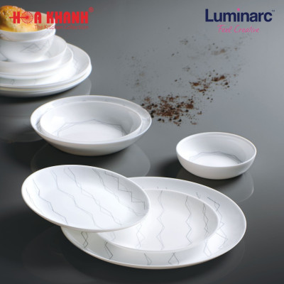 Đĩa Sâu Thủy Tinh Luminarc Marble 20cm đựng thức ăn, kháng vỡ, cường lực - Bộ 3 đĩa - P3762