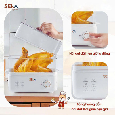 Nồi Hấp Điện 2 Tầng Đa Năng SEKA, Hấp Gà Nguyên Con Thể Tích 21 Lít, Tỏa Nhiệt Đều Giữ Nguyên Vị Dinh Dưỡng