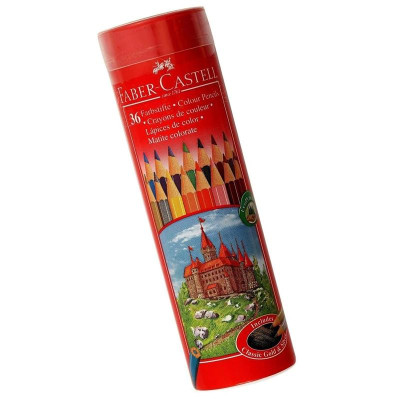 Chì Màu Lục Giác Castell -115828 - 36 Màu Dài (Hộp Thiếc Tròn) Faber Castell