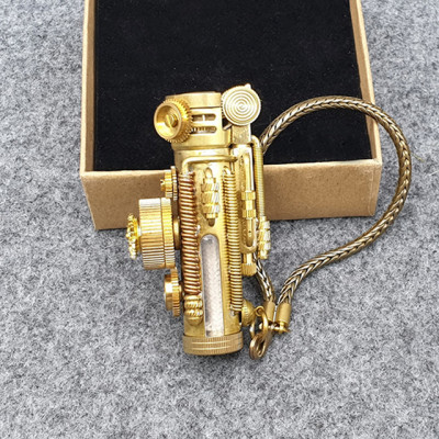 Vỏ Hột Quẹt Bật Lửa TC12 Thiết Kế Thủ Công Kiểu Dáng Độc Lạ Nhỏ Gọn Màu Vàng - Dùng Xăng Bấc Đá Cao Cấp