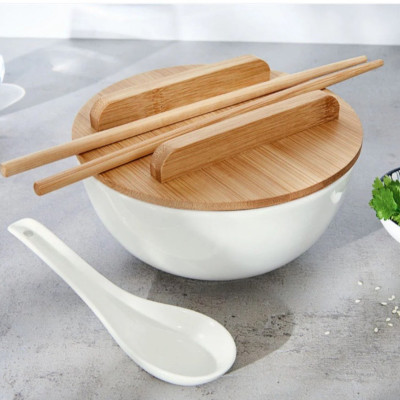 Sét bát ăn Mỳ Phở ERNESTO, nắp tre, 4 món Hàng chính hãng