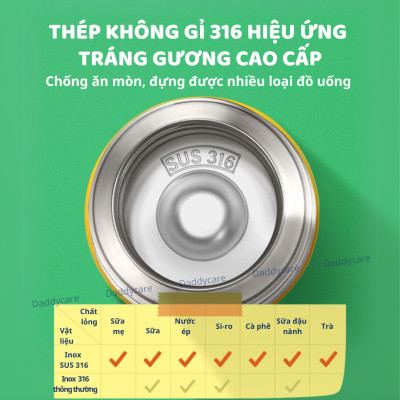 Bình nước cho bé đi học giữ nhiệt  Mideer Vacuum Insulated Bottle có ống hút dây đeo cao cấp