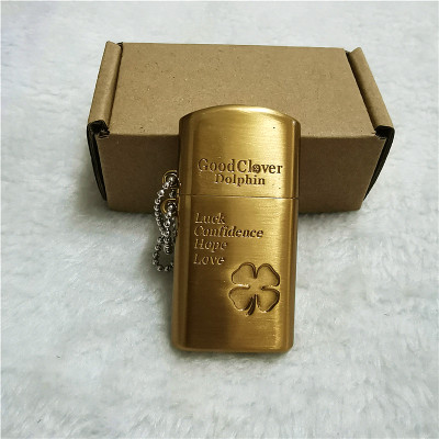 Vỏ Hột Quẹt Bật Lửa Xăng Đá Dolphin 2BX Họa Tiết Cỏ 4 Lá May Mắn Độc Đáo