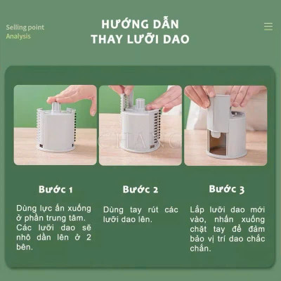 Máy Bào Sợi Thái Lát Rau Củ Xoay Tay, Kèm 6 Lưỡi Dao Cắt 4IN1, Dụng Cụ Thái Lát Rau Củ Quả Đa Năng- HÀNG CHÍNH HÃNG MINIIN