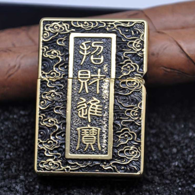 Vỏ Hột Quẹt Bật Lửa Đẹp Độc Lạ Zorro Z-KJ1003D Màu Vàng Cổ Họa Tiết Kì Lân 3D Nổi - dùng xăng bấc đá cao cấp