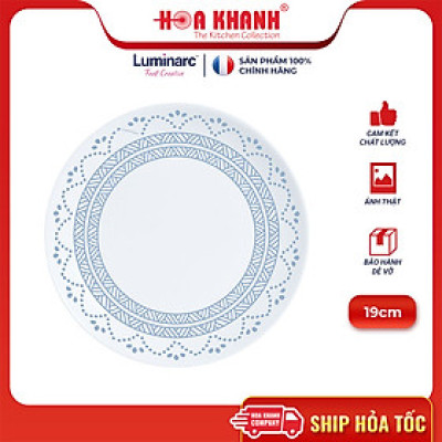 Đĩa Thủy Tinh Luminarc Diwali Geomatric Blue 19cm đựng thức ăn, cường lực, chịu nhiệt - Bộ 3 đĩa - V6537