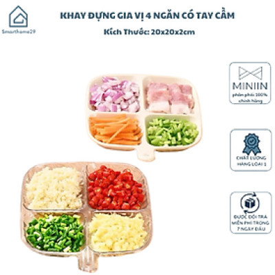 Khay Đựng Gia Vị 4 Ngăn Có Tay Cầm Nhựa Cao Cấp – Giải Pháp Tiện Lợi Cho Bếp - HÀNG CHÍNH HÃNG MINIIN