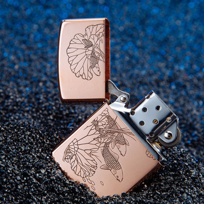 Vỏ Hột Quẹt Bật Lửa Xăng Bấc Đá Họa Tiết Cá Chép Lá Sen Đẹp Độc Lạ Tiện Dụng Zorro Z-WY013- Dùng xăng bấc đá cao cấp