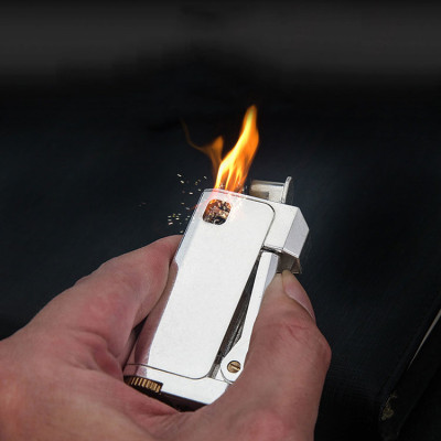 Vỏ Hộp Quẹt Bật Lửa xăng đá Honest BCZ-474 thiết kế đẹp độc lạ - dùng xăng bấc đá cao cấp