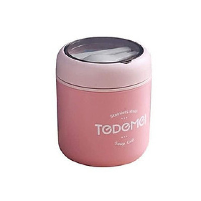 Bình Ủ Cháo Inox 304 Giữ Nhiệt Tedemei Có Thìa Và Quai Dung Tích 530ml