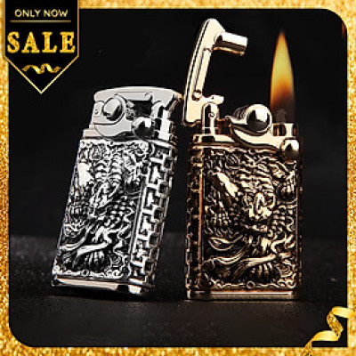 Vỏ Hột Quẹt Bật Lửa Chief CF018-60Y Khắc họa tiết hoa văn Kì Lân đẹp độc lạ - Dùng Xăng Đá Cao Cấp