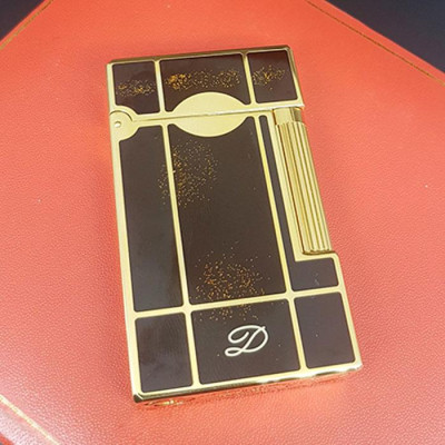 Vỏ Hột Quẹt Bật Lửa Ga Đá D120V Sơn Mài Đen Vàng Tuyết Sang Trọng - Dùng Gas Đá Cao Cấp