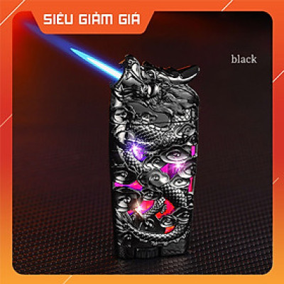 Vỏ Hột Quẹt Bật Lửa Gas D039 Lộ Thiên Ốp Họa Tiết Rồng Nổi Độc Đáo Có Đèn Led Cực Kỳ Nổi Bật-Nhiều Màu
