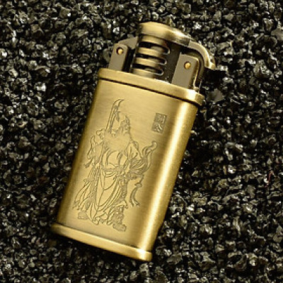 Vỏ Hột Quẹt Bật Lửa Xăng Đá Dolphin HY-691 Khắc Họa Tiết Quan Công Cực Đẹp