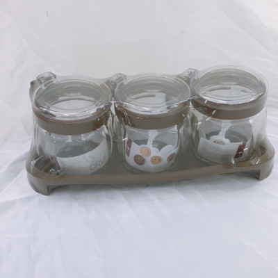 Bộ 3 hũ đựng gia vị thủy tinh nắp nhựa ( Giao màu nẫu nhiên ) - ANTH677