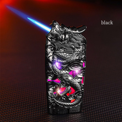 Vỏ Hột Quẹt Bật Lửa Gas D039 Lộ Thiên Ốp Họa Tiết Rồng Nổi Độc Đáo Có Đèn Led Cực Kỳ Nổi Bật-Nhiều Màu