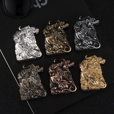 Vỏ Hộp Quẹt Bật Lửa Xăng Đá Zorro Z-KJ1014 Hình Tỳ Hưu Giữ T.iền Tài Lộc May Mắn - Nhiều Màu