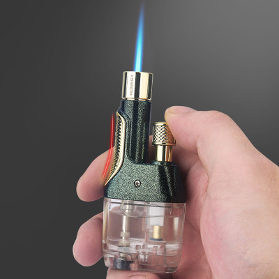 Vỏ Hột Quẹt Bật Lửa Khò Gas 1 Tia Mạnh Mẽ Honest BCZ-796 Thiết Kế Hình Tháp Đôi Bình Chứa Gas Trong Suốt Nhìn Thấy Lượng Gas - Nhiều Màu