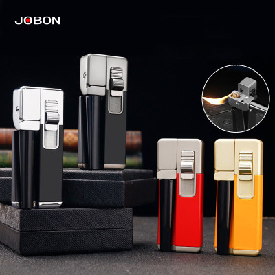 Vỏ Hộp Quẹt Bật Lửa Gas 1 Tia Lửa Ngang Jobon ZB-7002 Kiêm Tau Nhỏ Gọn Tiện Lợi + Tặng Kèm Dụng Cụ Chỉnh Lửa To Nhỏ