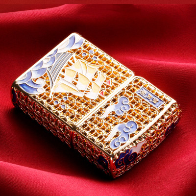 Vỏ Hột Quẹt Bật Lửa Xăng Chief CF1248J Thiết Kế Họa Tiết Thuyền Buồm Sơn Mài - Dùng Xăng Bấc Đá Cao Cấp