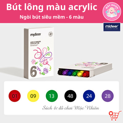 Bút Lông Màu Mực Acrylic An Toàn Vẽ Được Trên Nhiều Vật Liệu - Mideer Acrylic Marker Ultra-soft Nib