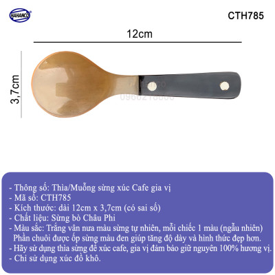 Thìa/Muỗng bằng sừng khảm 2 chấm cao cấp xuất Nhật - Xúc gia vị, cafe, deccor - An toàn cho sức khỏe - CTH785