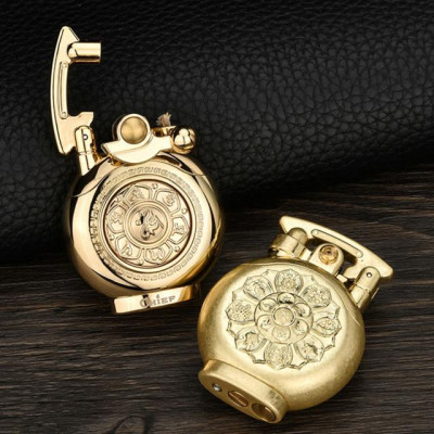 Vỏ Hột Quẹt Bật Lửa Xăng Đá Chief CF208 Thiết Kế Họa Tiết Hoa Sen Đẹp Độc Lạ - Dùng Xăng Bấc Đá Cao Cấp