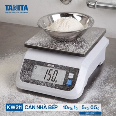 Cân tiểu ly điện tử nhà bếp chống nước IP67 TANITA KW211,Chính hãng nhật bản (10kg-0.5g)có trừ bì,bền đẹp,chính xác,sử dụng làm bánh,cân tổ yến,cân hải sản và y học,tặng kèm pin