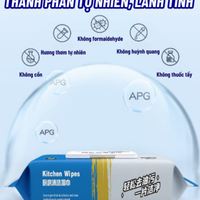 Khăn Ướt Lau Bếp Đa Năng Gói 80 Tờ, Khăn Giấy Ướt Lau Bếp Giúp Loại Bỏ Dầu Mỡ, Khăn Ửớt Đa Năng Siêu Dai