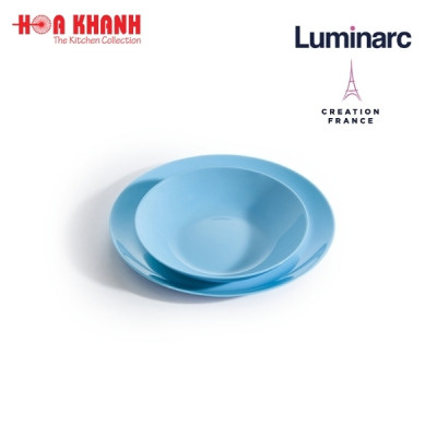 Đĩa Thủy Tinh Luminarc Diwali Light Blue 27cm đựng thức ăn, kháng vỡ, chịu nhiệt - Bộ 3 đĩa - P2015