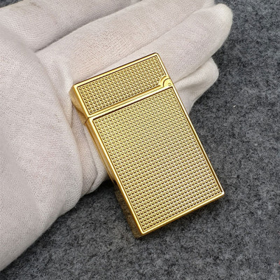 Vỏ Hột Quẹt Bật Lửa Upon Super Ô Vuông Kèm Khiên D144V Màu Vàng - Dùng Gas Đá Cao Cấp