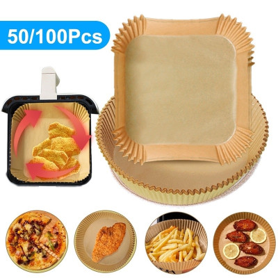 Set 50 Giấy Lót Nồi Chiên Không Dầu Hấp Bánh Hình Vuông 20cm Không Dính Dùng Một Lần Cho Nhà Bếp - HÀNG CHÍNH HÃNG MINIIN