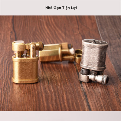 Vỏ Hột Quẹt Bật Lửa Thủ Công TC1703 Kiểu Dáng Nhỏ Gọn Bằng Đồng Cực Chất - Màu Vàng