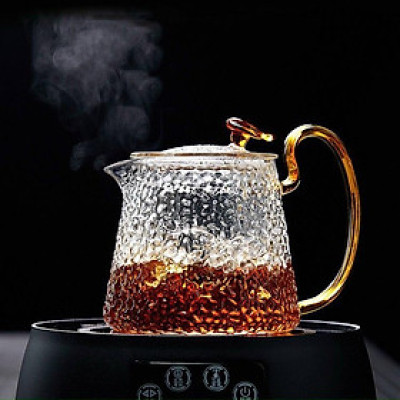 Ấm Pha Trà Thủy Tinh Có Lõi Lọc Quai Vàng Cao Cấp 500ml