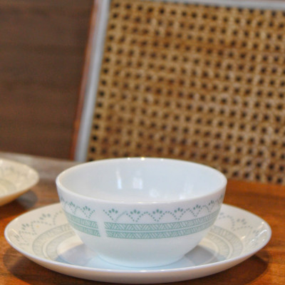 Đĩa Sâu Thủy Tinh Luminarc Diwali Geomatric Blue 20cm đựng thức ăn, cường lực, chịu nhiệt - Bộ 6 đĩa - V6538