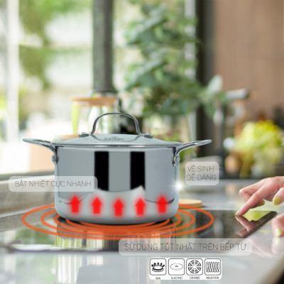 Nồi Inox 3 lớp đúc liền khối Kalpen Kazler 20cm dung tích 3.7L hàng Đức - Hàng chính hãng