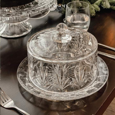 Đĩa Pha Lê có nắp Tulip Bohemia 23cm Hàng chính hãng