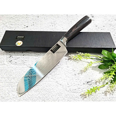 DAO - DAO BẾP NHẬT BẢN SANTOKU THÉP DAMASCUS MÃ A2 DT116 nt topcomshop vn
