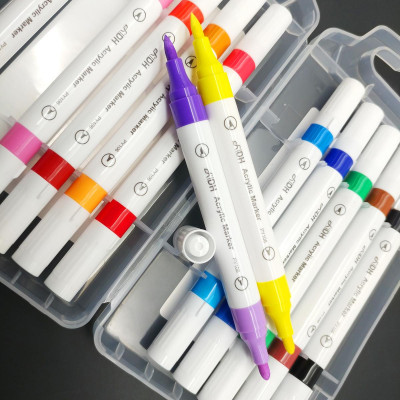 Hộp 12 Bút Lông Màu 2 Đầu Acrylic Marker Pen - DH PY106