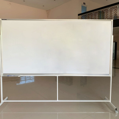 Bảng di động 1 mặt viết bút lông Poly - trắng kẻ ô ly Bavico 1,2x2,4m