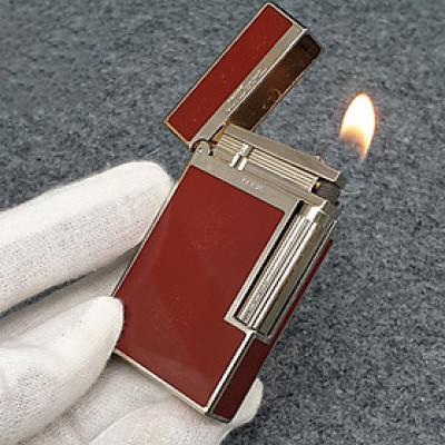 Vỏ Hột Quẹt Bật Lửa Upon D19T Họa Tiết Nền Đỏ Kim Tuyến Cạnh Viền Bạc - Dùng Ga Đá Cao Cấp