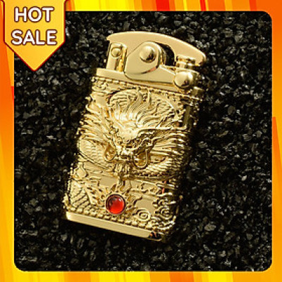 Vỏ Hột Quẹt Bật Lửa Xăng Đá Cối Xoay Zorro Z592-608 Đánh Lửa Tự Động Hình Rồng Cuộn Nhả Ngọc May Mắn