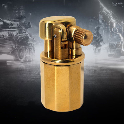 Vỏ Hột Quẹt Bật Lửa Xăng Đá Mini Đồng Z65 Thiết Kế Đẹp Độc Lạ Màu Vàng Trơn - Dùng Xăng Bấc Đá Cao Cấp