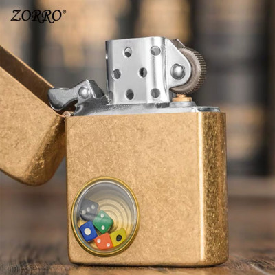Vỏ Hột Quẹt Bật Lửa Xăng Đá Zorro Z91730 Xúc Xắc Đẹp Độc Lạ - Dùng Xăng Bấc Đá Cao Cấp