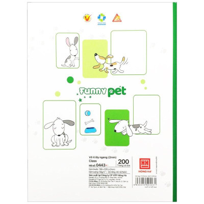 Combo 5 Vở Class Funny Pet - 4 Ly Ngang 200 Trang 58gsm - Hồng Hà 0443 (Mẫu Màu Giao Ngẫu Nhiên)