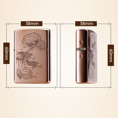 Vỏ Hột Quẹt Bật Lửa Xăng Bấc Đá Họa Tiết Cá Chép Lá Sen Đẹp Độc Lạ Tiện Dụng Zorro Z-WY013- Dùng xăng bấc đá cao cấp