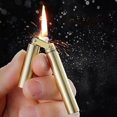 Vỏ Hộp Quẹt Bật Lửa Xăng Đá CF-045 Kiểu Dáng Nhị Khúc Siêu Nhỏ - Vàng