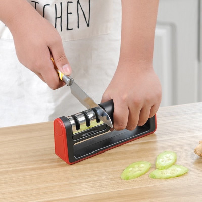 Dụng cụ mài dao , kéo bằng thép không gỉ , sét , với  3 rãnh sắc bén , máy mài dao bằng tay 3 cấp độ  vô cùng tiện lợi 